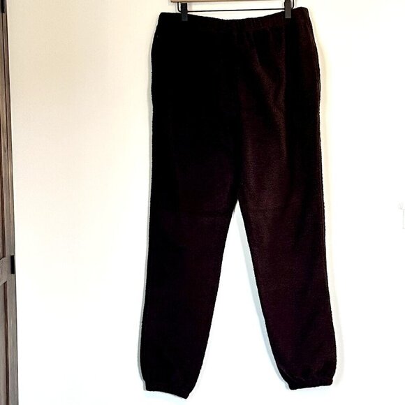 NWT Good American Coffee Brown Sherpa Boyfriend Sweatpant - Size 3 (L) - Picture 7 of 7